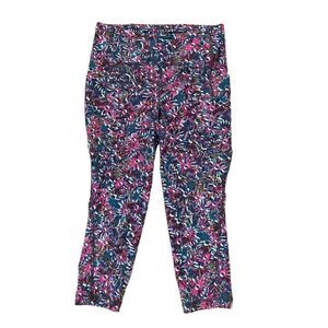 Lululemon Swift Speed High-Rise Crop Leggings Floral Electric Multi Pink Teal 8